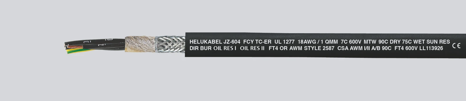 Helukabel Voedingskabel < 1 kV, voor beweegbare toepassingen JZ 604-YCY TC TRAY CABLE 3G2,5 69779 1061426