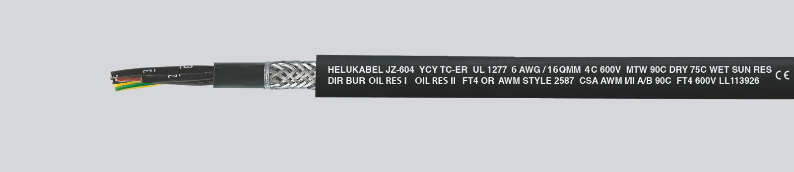 Helukabel Voedingskabel < 1 kV, voor beweegbare toepassingen JZ 604-YCY TC TRAY CABLE 12G2,5 69786 1061467