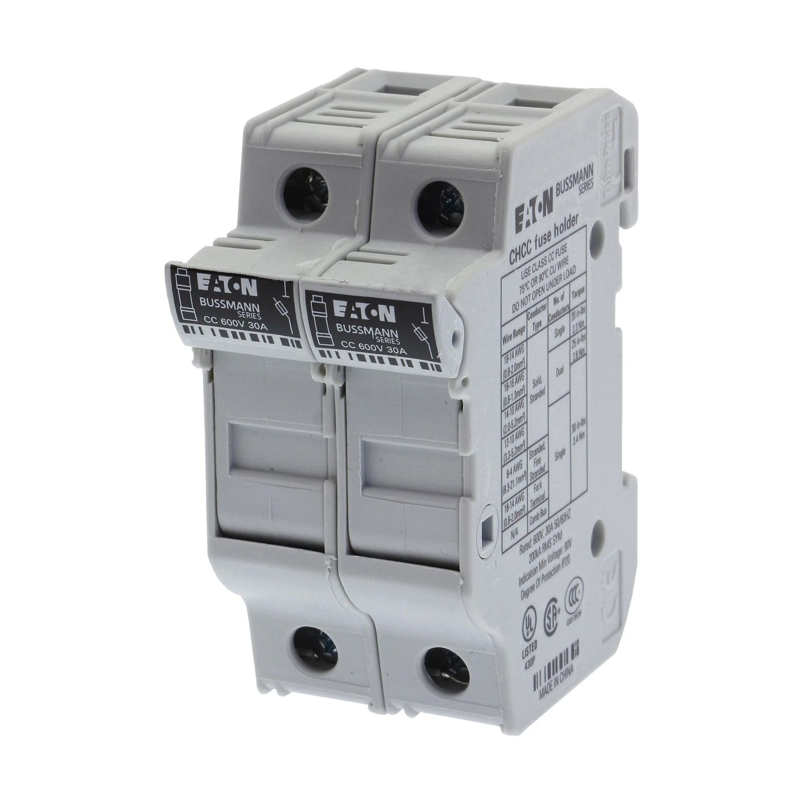 Eaton Houder voor cilindrische zekering 2Pole 30A 600V MFH For 10X38 Class CHCC2DU 11430276