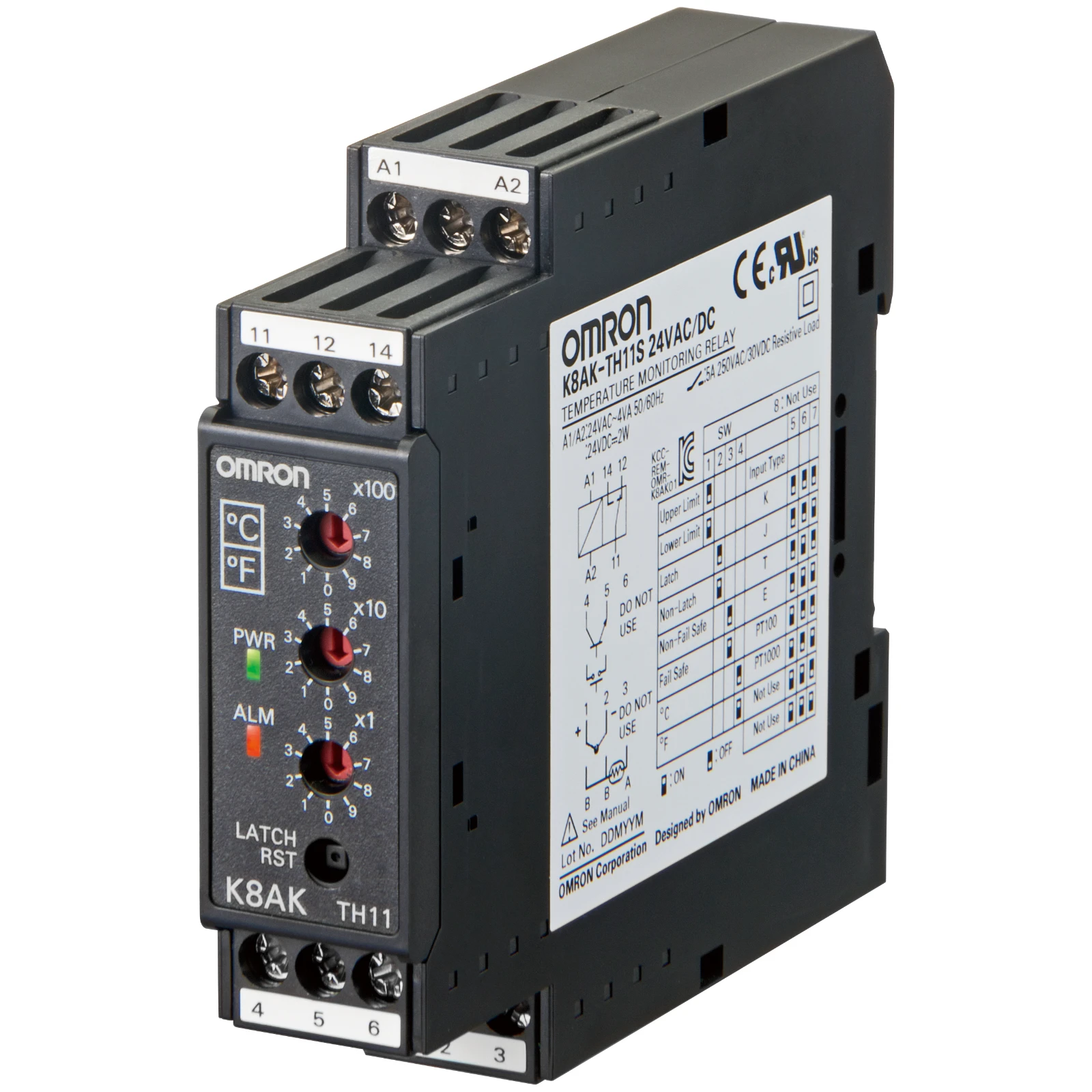 Omron Temperatuurmeetrelais K8AK-TH11S 24VAC/DC K8AK0031C 13969503