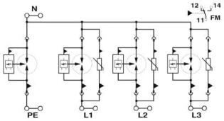 Phoenix Contact - Gecombineerde afleider voor energietechniek - FLT-SEC-T1+T2-3S-350/25-FM 2905470 895426