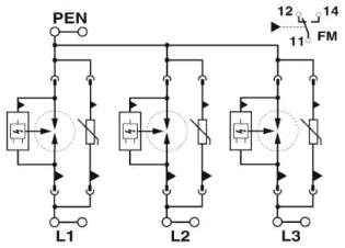 Phoenix Contact - Gecombineerde afleider voor energietechniek - FLT-SEC-T1+T2-3C-350/25-FM 2905469 898073