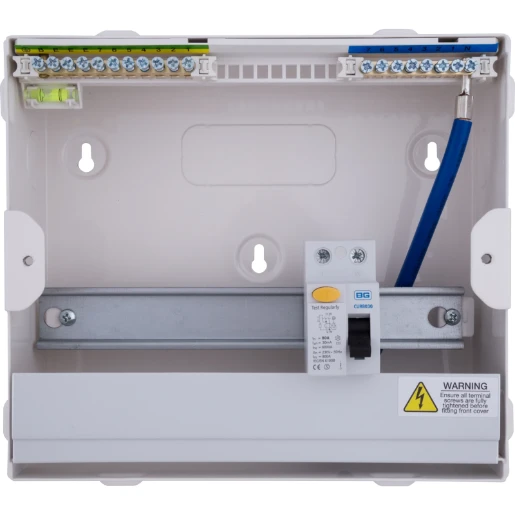 Consumer Unit 7Way 9 Module RCD Incomer Upopen 80A