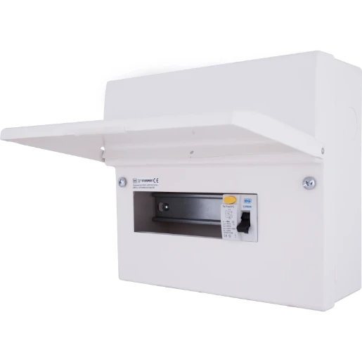 Consumer Unit 7Way 9 Module RCD Incomer Upopen 80A