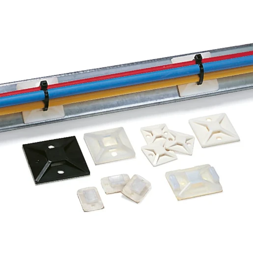 Cable Tie Mounting Base Self Adhesive 4 Way 28mm x 28mm Black [Pack=100]