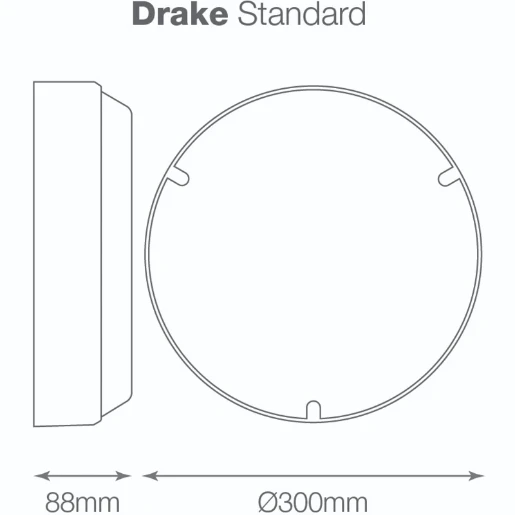 Bulkhead Round LED 300mm 1250lm 13 5W IP65 4000K Black