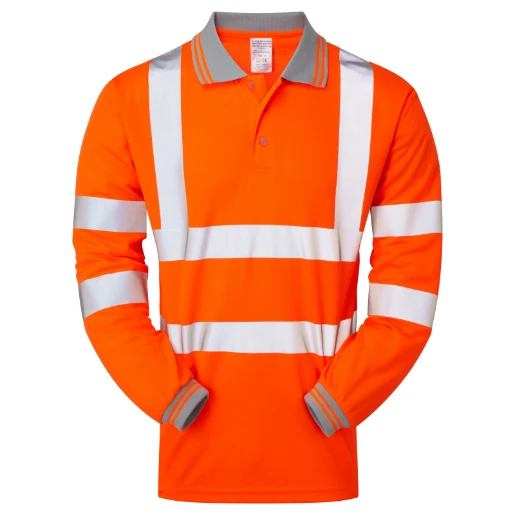 Rail Spec Long Sleeve Polo Shirt Large Orange