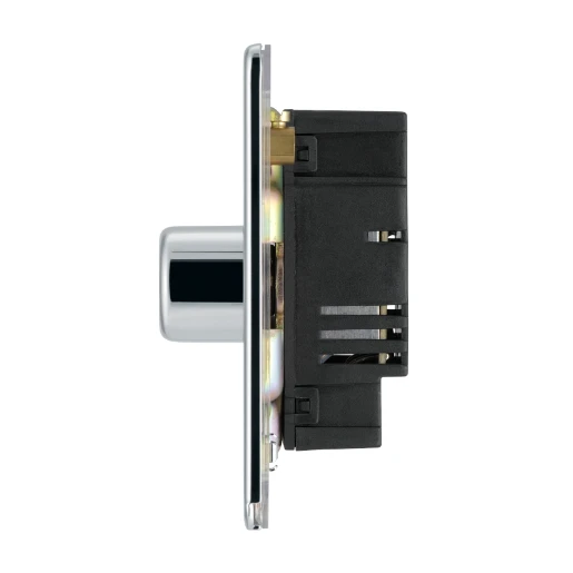 Switch Push Dimmer LED Decorative Flatplate Screwless 1 Gang 2 Way 400W/100W Polished Chrome