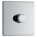 Switch Push Dimmer LED Decorative Flatplate Screwless 1 Gang 2 Way 400W/100W Polished Chrome