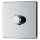 Switch Push Dimmer LED Decorative Flatplate Screwless 1 Gang 2 Way 400W/100W Polished Chrome