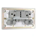 Socket Outlet Switched Double Pole Flatplate Screwless 2 Gang 13A Polished Chrome