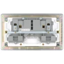Socket Outlet Switched Double Pole Flatplate Screwless 2 Gang 13A Polished Chrome