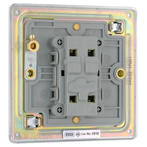 Switch Plate Intermediate 1 Gang 10A Polished Chrome