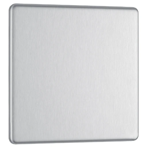 Blank Plate 1 Gang Decorative Flatplate Screwless Brushed steel