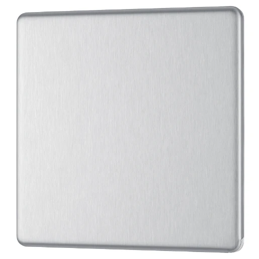 Blank Plate 1 Gang Decorative Flatplate Screwless Brushed steel
