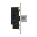 Switch Push Dimmer LED Decorative Flatplate Screwless 3 Gang 2 Way 400W/100W Brushed Steel