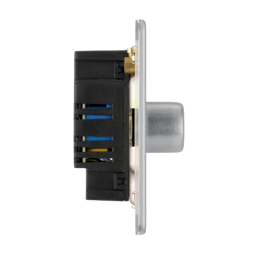 Switch Push Dimmer LED Decorative Flatplate Screwless 3 Gang 2 Way 400W/100W Brushed Steel