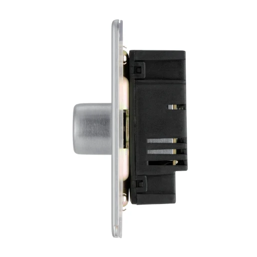 Switch Push Dimmer LED Decorative Flatplate Screwless 3 Gang 2 Way 400W/100W Brushed Steel