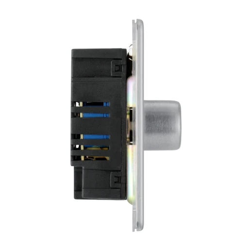 Switch Push Dimmer LED Decorative Flatplate Screwless 2 Gang 2 Way 400W/100W Brushed Steel