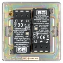 Switch Push Dimmer LED Decorative Flatplate Screwless 2 Gang 2 Way 400W/100W Brushed Steel
