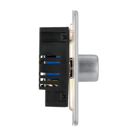 Switch Push Dimmer LED Decorative Flatplate Screwless 1 Gang 2 Way 400W/100W Brushed Steel