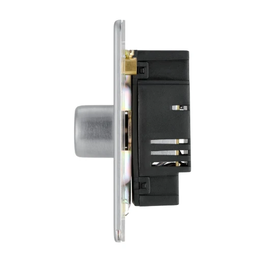 Switch Push Dimmer LED Decorative Flatplate Screwless 1 Gang 2 Way 400W/100W Brushed Steel