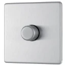 Switch Push Dimmer LED Decorative Flatplate Screwless 1 Gang 2 Way 400W/100W Brushed Steel