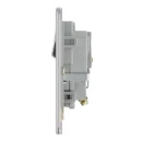 Socket Outlet Switched Double Pole Flatplate Screwless 1 Gang 13A Brushed Steel