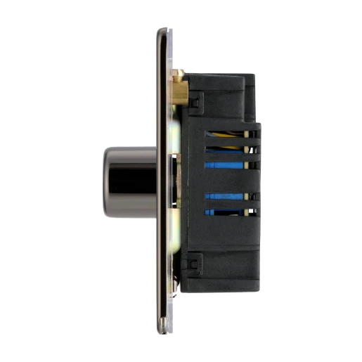 Switch Push Dimmer LED Decorative Flatplate Screwless 2 Gang 2 Way 400W/100W Black Nickel