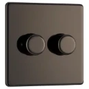 Switch Push Dimmer LED Decorative Flatplate Screwless 2 Gang 2 Way 400W/100W Black Nickel