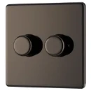 Switch Push Dimmer LED Decorative Flatplate Screwless 2 Gang 2 Way 400W/100W Black Nickel