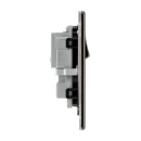 Socket Outlet Switched Double Pole Flatplate Screwless 2 Gang 13A Black Nickel