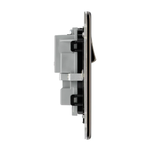 Socket Outlet Switched Double Pole Flatplate Screwless 2 Gang 13A Black Nickel