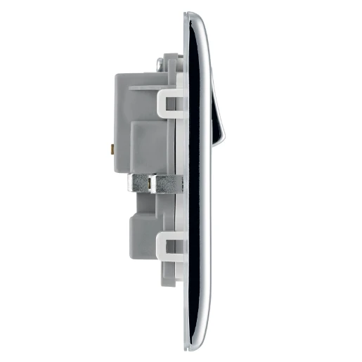 Socket Outlet Switched Double Pole Raised Edge 2 Gang 13A Polished Chrome