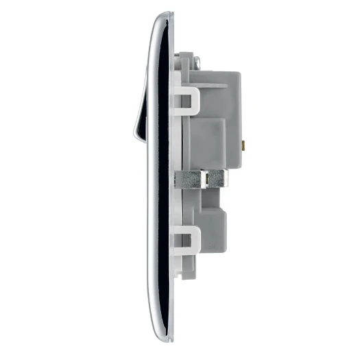 Socket Outlet Switched Double Pole Raised Edge 2 Gang 13A Polished Chrome