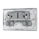 Socket Outlet Switched Double Pole Raised Edge 2 Gang 13A Polished Chrome