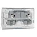 Socket Outlet Switched Double Pole Raised Edge 2 Gang 13A Polished Chrome