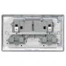 Socket Outlet Switched Double Pole Raised Edge 2 Gang 13A Polished Chrome