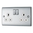 Socket Outlet Switched Double Pole Raised Edge 2 Gang 13A Polished Chrome