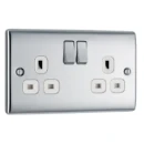 Socket Outlet Switched Double Pole Raised Edge 2 Gang 13A Polished Chrome