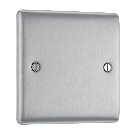 Blank Plate 1 Gang Decorative Raised Edge Brushed steel