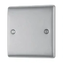 Blank Plate 1 Gang Decorative Raised Edge Brushed steel