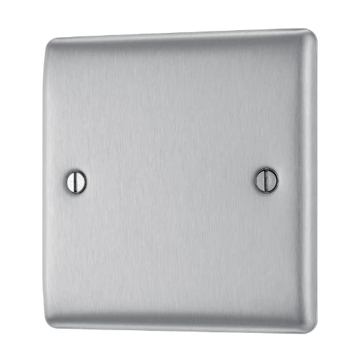 Blank Plate 1 Gang Decorative Raised Edge Brushed steel