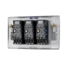 Switch Push Dimmer LED Decorative Raised Edge 3 Gang 2 Way 400W/100W Brushed Steel