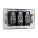 Switch Push Dimmer LED Decorative Raised Edge 3 Gang 2 Way 400W/100W Brushed Steel