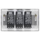 Switch Push Dimmer LED Decorative Raised Edge 3 Gang 2 Way 400W/100W Brushed Steel