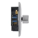 Switch Push Dimmer LED Decorative Raised Edge 2 Gang 2 Way 400W/100W Brushed Steel