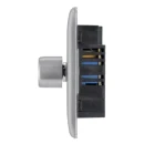 Switch Push Dimmer LED Decorative Raised Edge 2 Gang 2 Way 400W/100W Brushed Steel