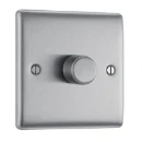 Switch Push Dimmer LED Decorative Raised Edge 1 Gang 2 Way 400W/100W Brushed Steel