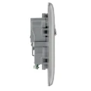 Socket Outlet Switched Double Pole Raised Edge 1 Gang 13A Brushed Steel